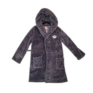 Juicy Couture Women's Grey Plush‎ Silver Logo Robe Size Small